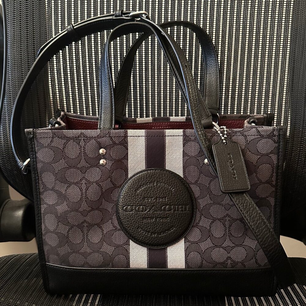 COACH C8448 Signature Jacquard Dempsey Carryall Jacquard w/Stripe Black Smoke